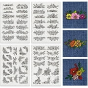 4Steets 65Pcs Water Soluble Embroidery 11.7x8.3inch Flower Pattern Transfers Water Soluble Stabilizer